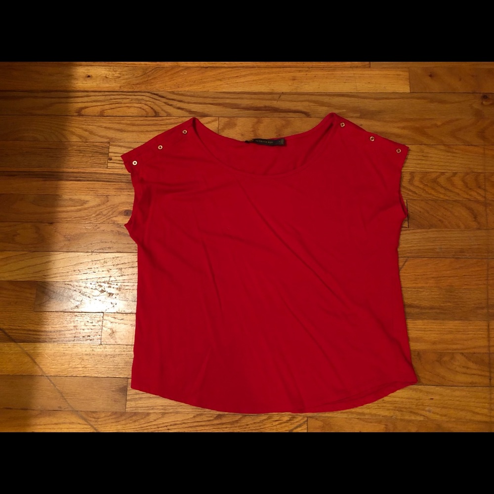 Red sleeveless top
